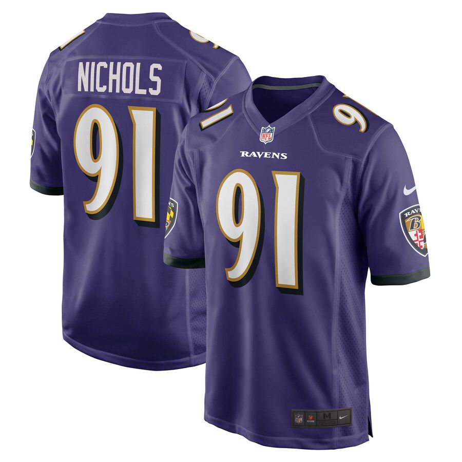 Men Baltimore Ravens 91 Rayshad Nichols Nike Purple Game Player NFL Jersey